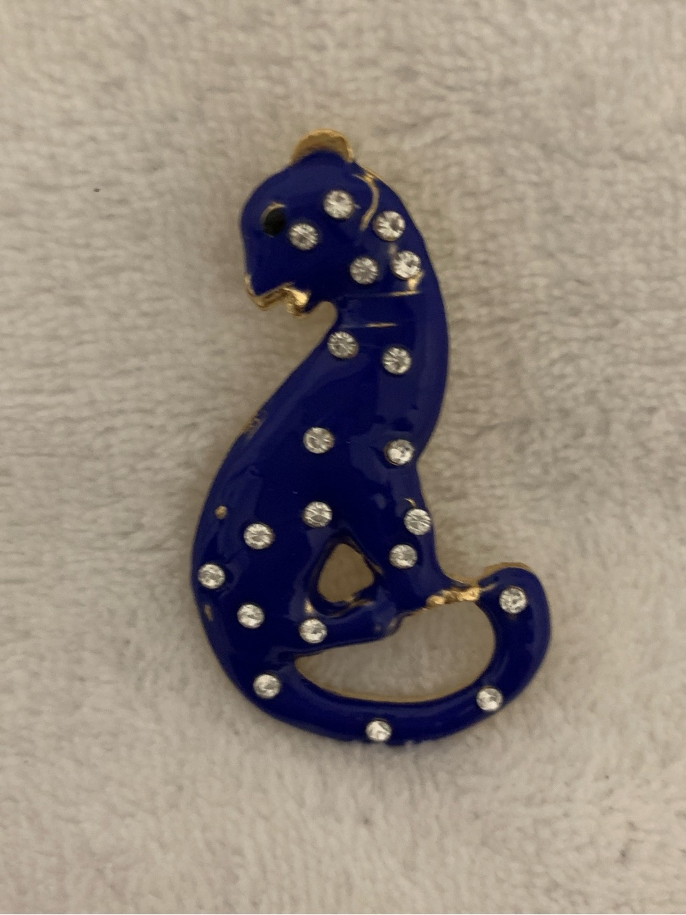 Blue Jeweled Leopard Brooch
